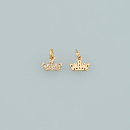 18K Gold Filled Crown Pendant,CZ Micro Pave Crown Charm Bracelet Necklace for DIY Jewelry Making Supply