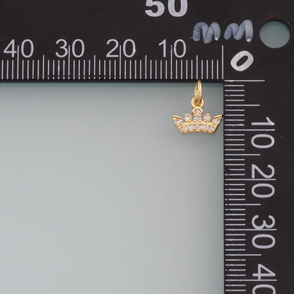 18K Gold Filled Crown Pendant,CZ Micro Pave Crown Charm Bracelet Necklace for DIY Jewelry Making Supply