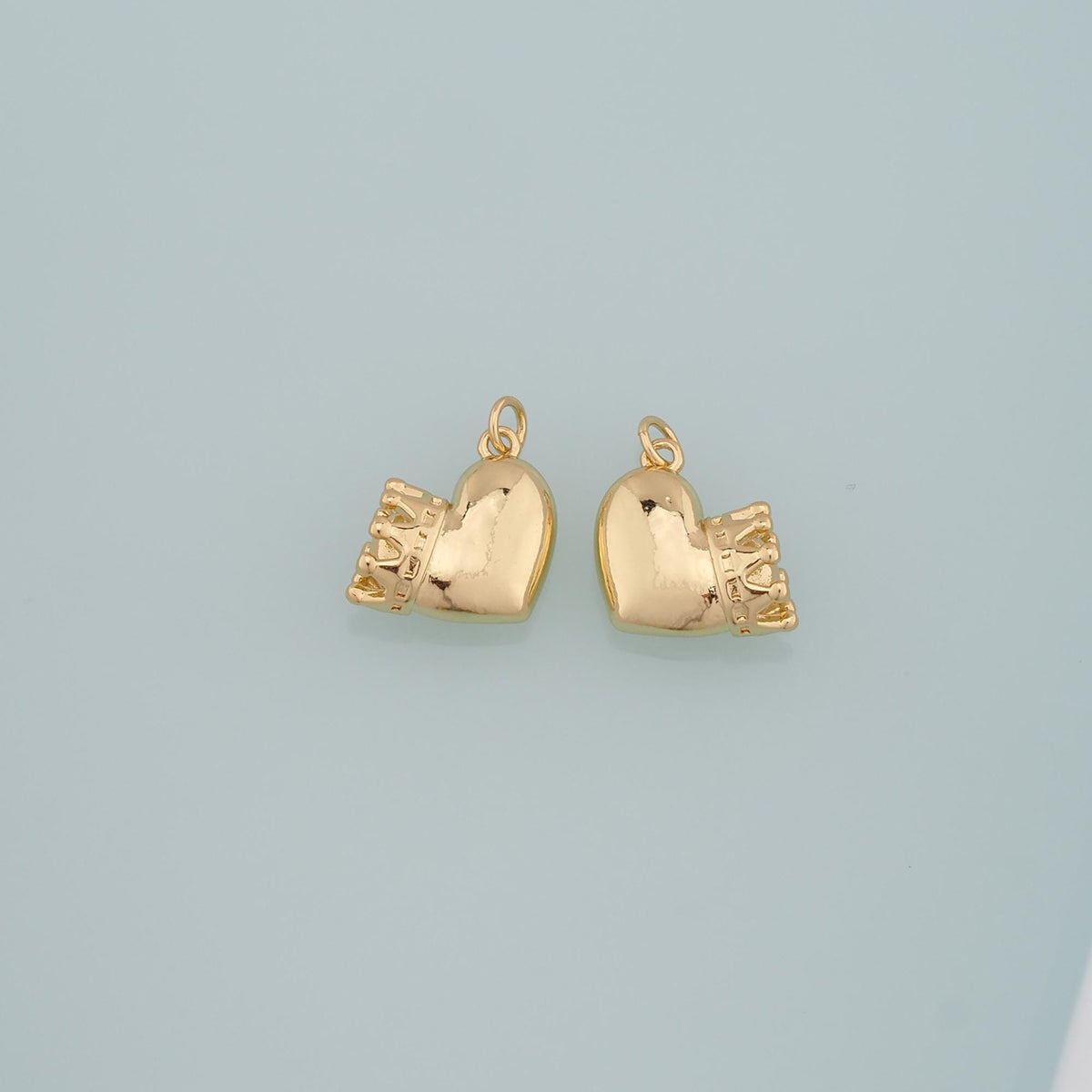 Gold Crown Charms,18K Gold Filled Crown Pendant,Heart Crown Charm Bracelet Necklace for DIY Jewelry Making Supply