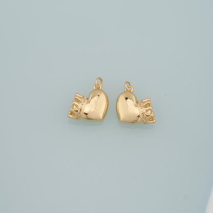 Gold Crown Charms,18K Gold Filled Crown Pendant,Heart Crown Charm Bracelet Necklace for DIY Jewelry Making Supply