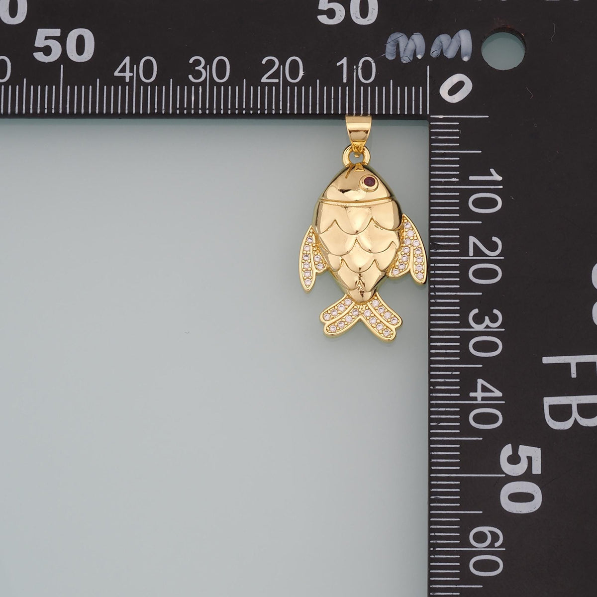 Gold Fish Charms,18K Gold Filled Fish Pendant,CZ Micro Pave Fish Charm Bracelet Necklace for DIY Jewelry Making Supply