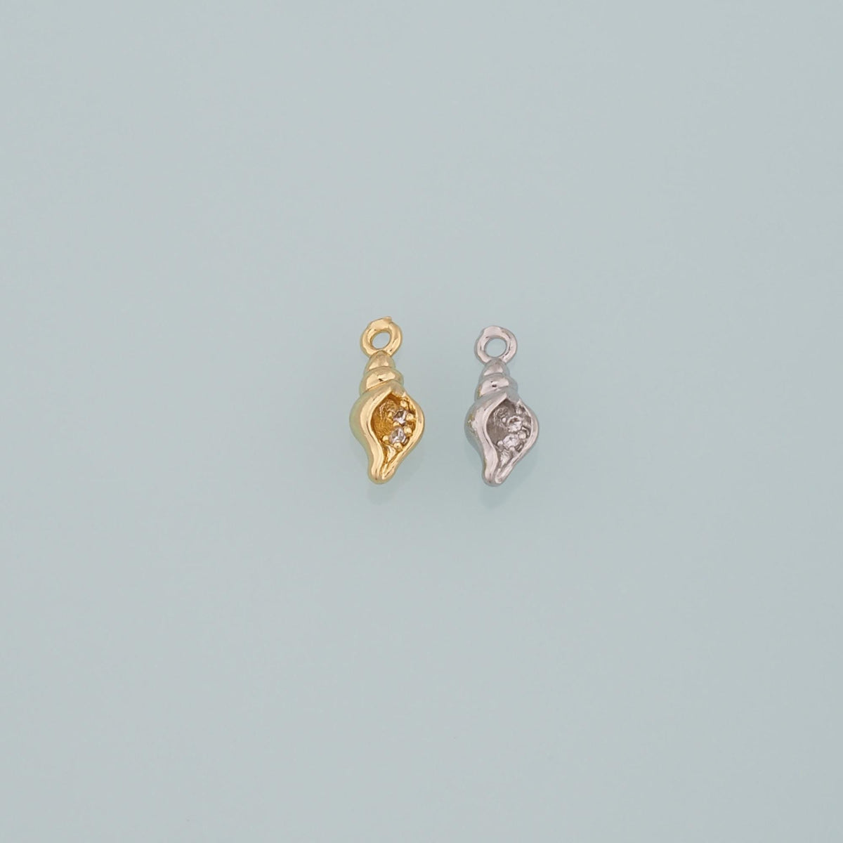 Gold Conch Charms,18K Gold Filled Conch Pendant,CZ Micro Pave Conch Shell Charm Bracelet Necklace for DIY Jewelry Making Supp