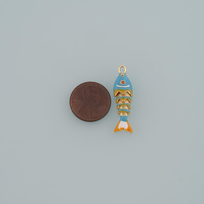 18K Gold Filled Fish Enamel Charm Pendant for Jewelry Making