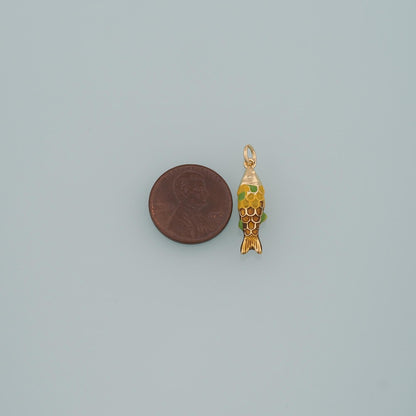 Gold Fish Charms,18K Gold Filled Enamel Fish Pendant,Cute Fish Charm Bracelet Necklace for DIY Jewelry Making Supply