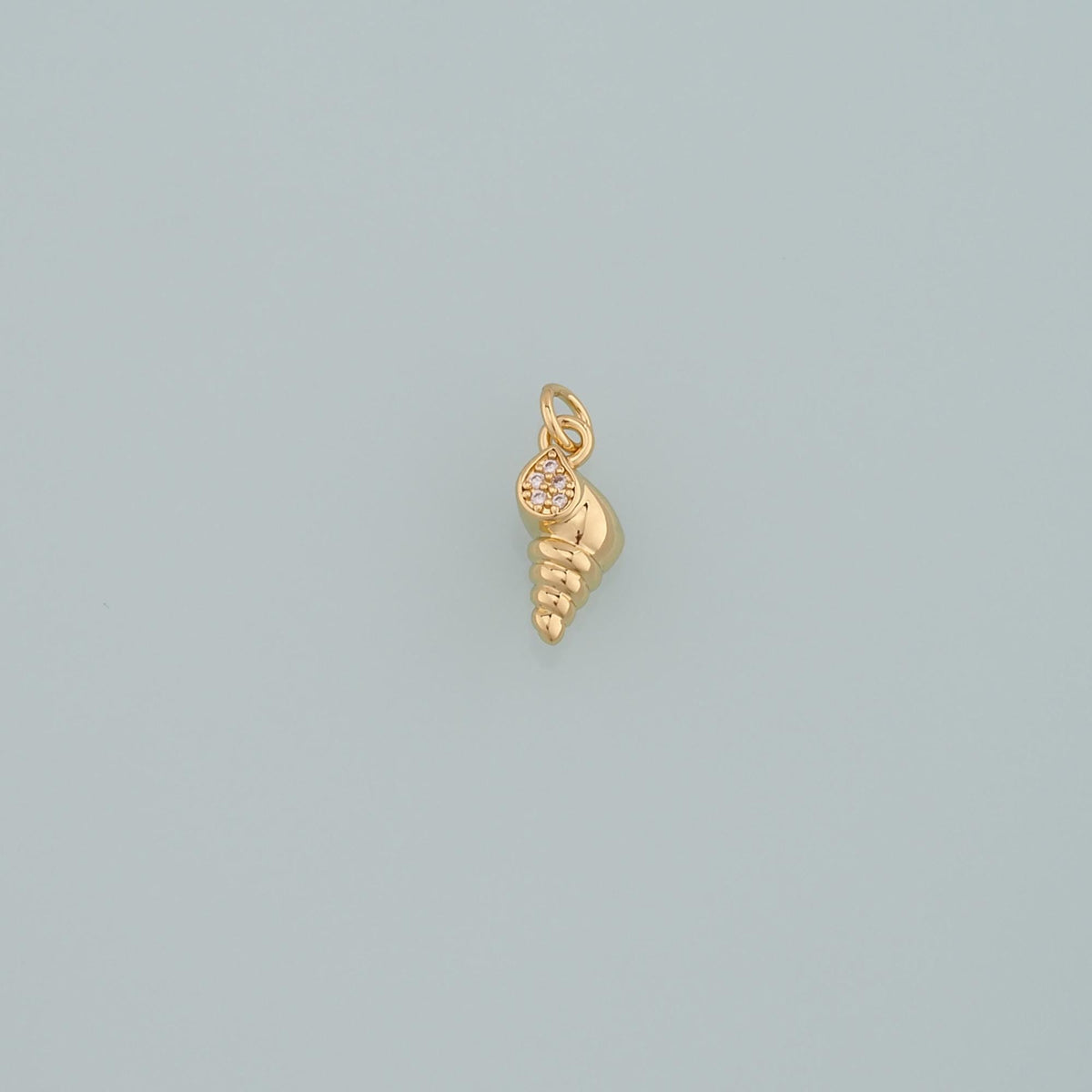 18K Gold Filled Shell CZ Charm Pendant for Jewelry Making