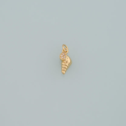 18K Gold Filled Shell CZ Charm Pendant for Jewelry Making