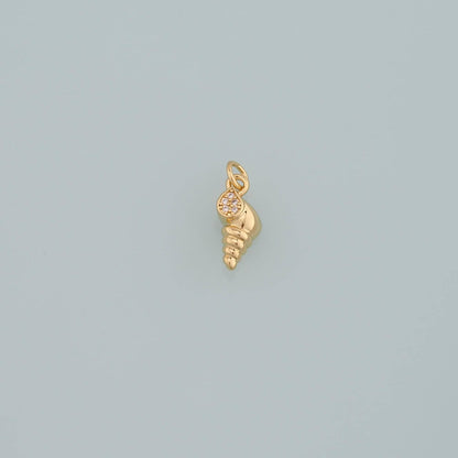Gold Shell Charms,18K Gold Filled Conch Pendant,CZ Micro Pave Conch Shell Charm Bracelet Necklace for DIY Jewelry Making Supp