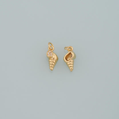 18K Gold Filled Shell CZ Charm Pendant for Jewelry Making