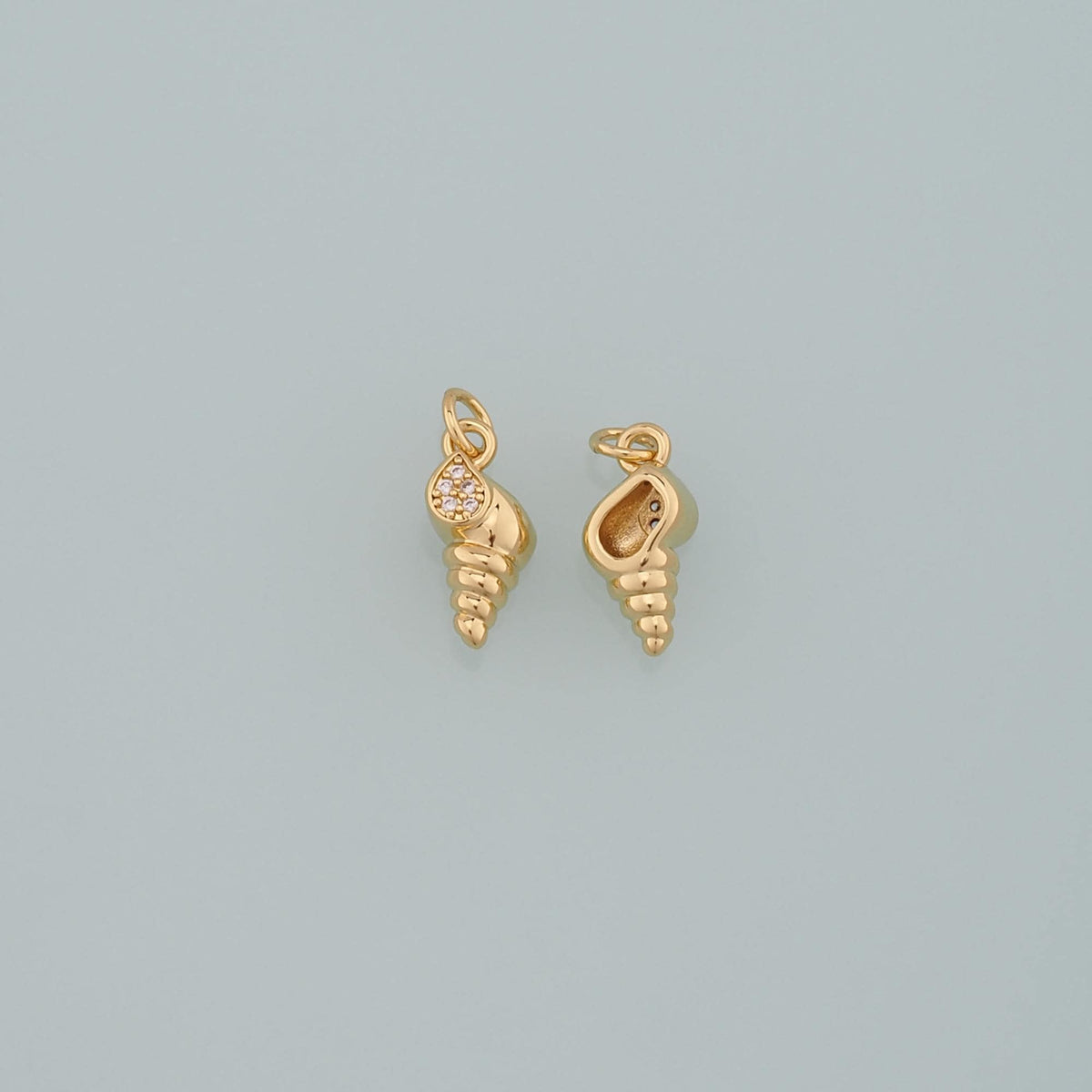 Gold Shell Charms,18K Gold Filled Conch Pendant,CZ Micro Pave Conch Shell Charm Bracelet Necklace for DIY Jewelry Making Supp