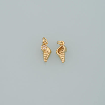 Gold Shell Charms,18K Gold Filled Conch Pendant,CZ Micro Pave Conch Shell Charm Bracelet Necklace for DIY Jewelry Making Supp