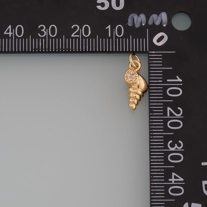 18K Gold Filled Shell CZ Charm Pendant for Jewelry Making