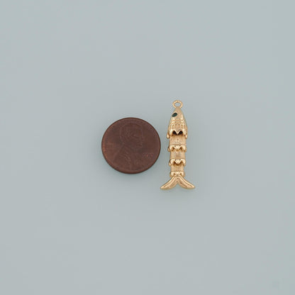 Gold Reticulated Fish Charms,18K Gold Filled Fish Pendant,Ocean Charm Bracelet Necklace for DIY Jewelry Making Supply