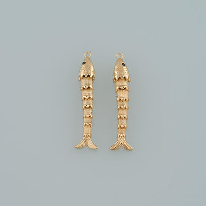 Gold Reticulated Fish Charms,18K Gold Filled Fish Pendant,Ocean Charm Bracelet Necklace for DIY Jewelry Making Supply