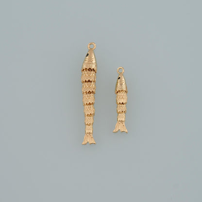 Gold Reticulated Fish Charms,18K Gold Filled Fish Pendant,Ocean Charm Bracelet Necklace for DIY Jewelry Making Supply