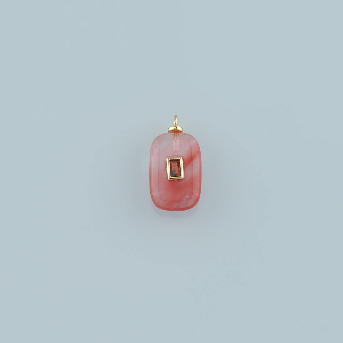 18K Gold Filled Rectangle Pendant,Natural Stone Charm Bracelet Necklace for DIY Jewelry Making Supply