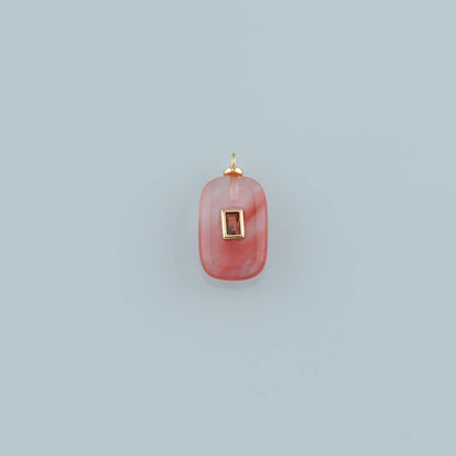 18K Gold Filled Rectangle Pendant,Natural Stone Charm Bracelet Necklace for DIY Jewelry Making Supply