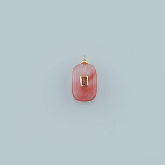 18K Gold Filled Rectangle Pendant,Natural Stone Charm Bracelet Necklace for DIY Jewelry Making Supply