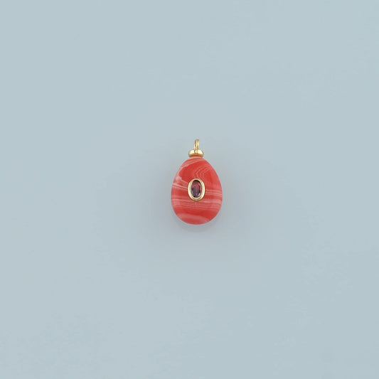 18K Gold Filled Teardrop Pendant,Natural Stone Charm Bracelet Necklace for DIY Jewelry Making Supply