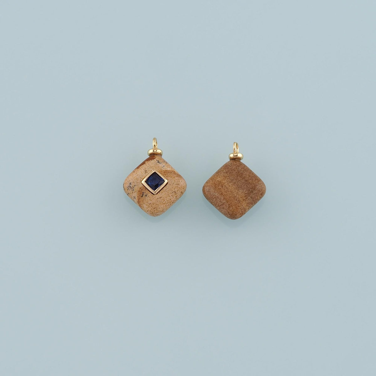 18K Gold Filled Rhombus Pendant,Natural Stone Charm Bracelet Necklace for DIY Jewelry Making Supply