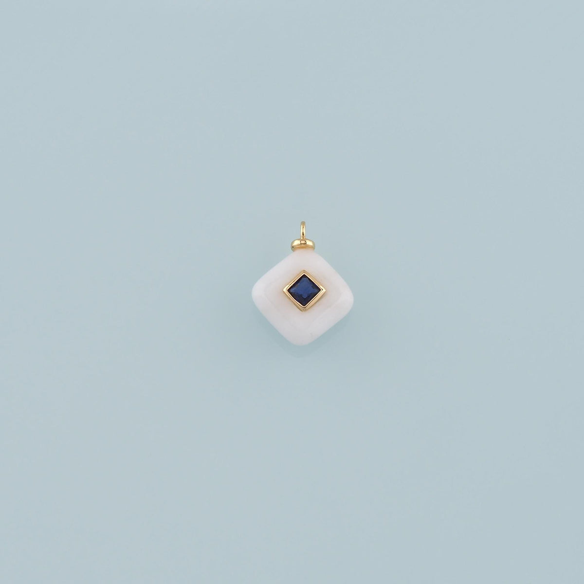 18K Gold Filled Rhombus Pendant,Natural Stone Charm Bracelet Necklace for DIY Jewelry Making Supply