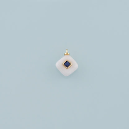 18K Gold Filled Rhombus Pendant,Natural Stone Charm Bracelet Necklace for DIY Jewelry Making Supply