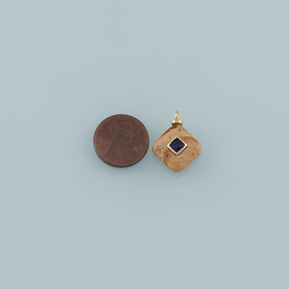 18K Gold Filled Rhombus Pendant,Natural Stone Charm Bracelet Necklace for DIY Jewelry Making Supply