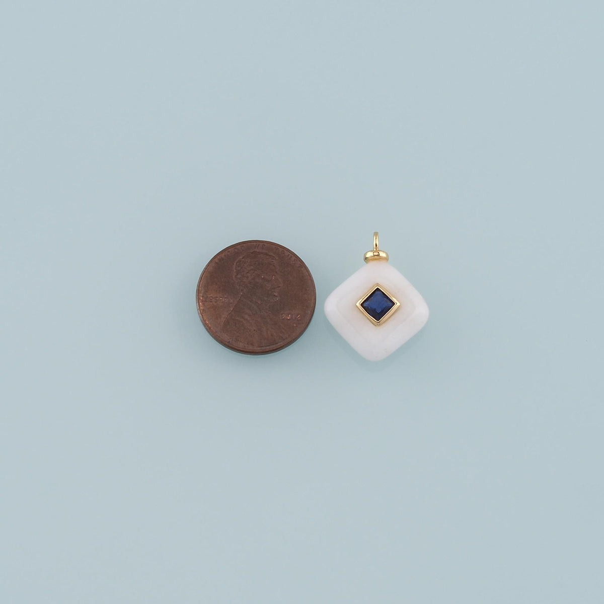 18K Gold Filled Rhombus Pendant,Natural Stone Charm Bracelet Necklace for DIY Jewelry Making Supply