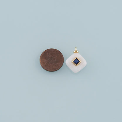 18K Gold Filled Rhombus Pendant,Natural Stone Charm Bracelet Necklace for DIY Jewelry Making Supply