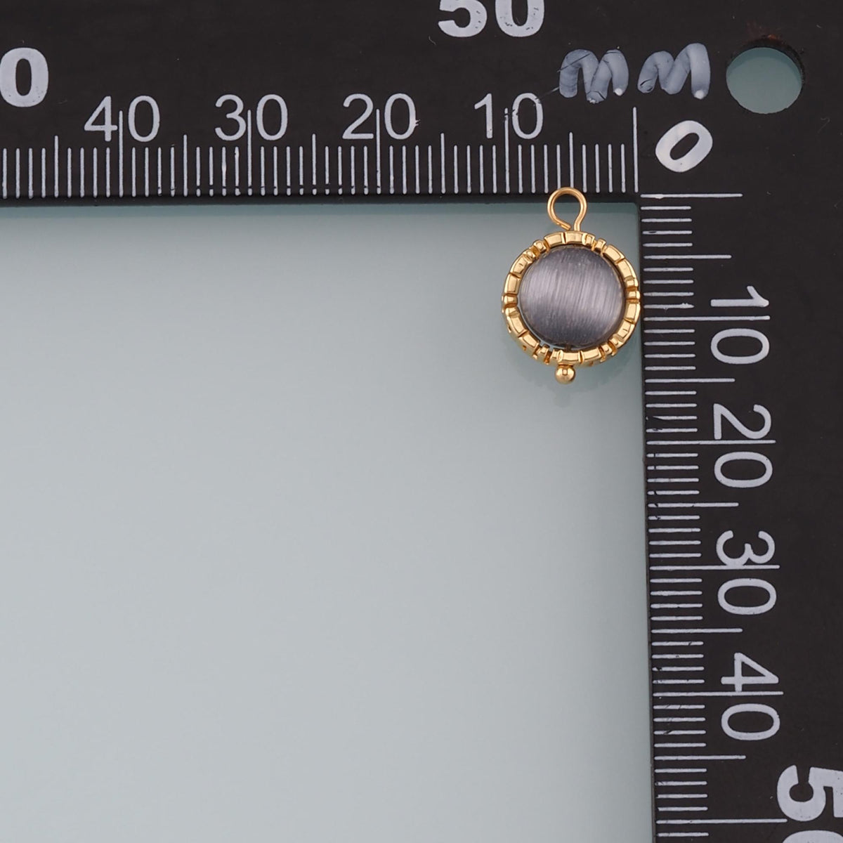 18K Gold Filled Round Pendant,Natural Stone Charm Bracelet Necklace for DIY Jewelry Making Supply