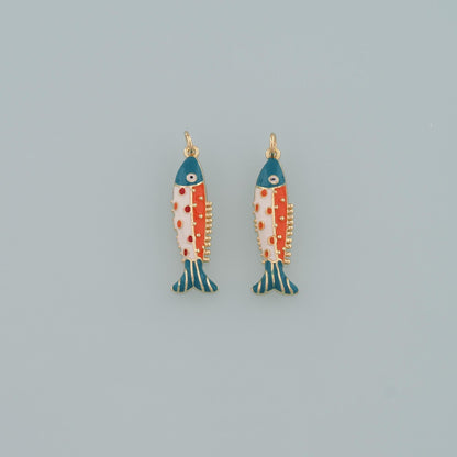 18K Gold Filled Enamel Fish Charm Pendant for Jewelry Making