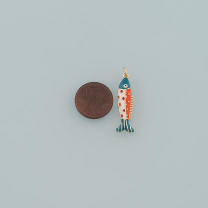 18K Gold Filled Enamel Fish Charm Pendant for Jewelry Making