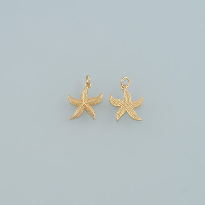 Gold Starfish Charms,18K Gold Filled Sea Star Pendant,Starfish Charm Bracelet Necklace for DIY Jewelry Making Supply