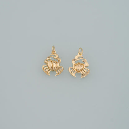 Gold Marine Life Charms,18K Gold Filled Crab Pendant,Crab Charms Bracelet Necklace for DIY Jewelry Making Supply