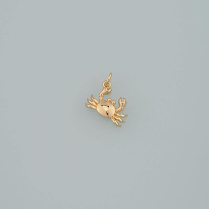 Gold Marine Life Charms,18K Gold Filled Crab Pendant,Crab Charms Bracelet Necklace for DIY Jewelry Making Supply