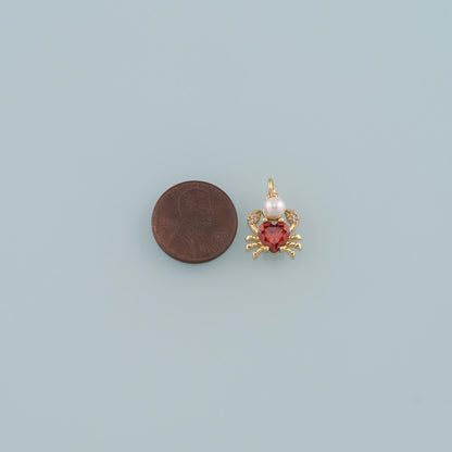 18K Gold Filled Hand CZ Pearl Charm Pendant for Jewelry Making