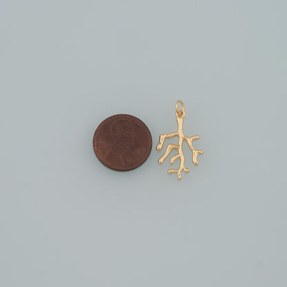 18K Gold Filled Coral Pendant,Coral Charm Bracelet Necklace for DIY Jewelry Making Supply