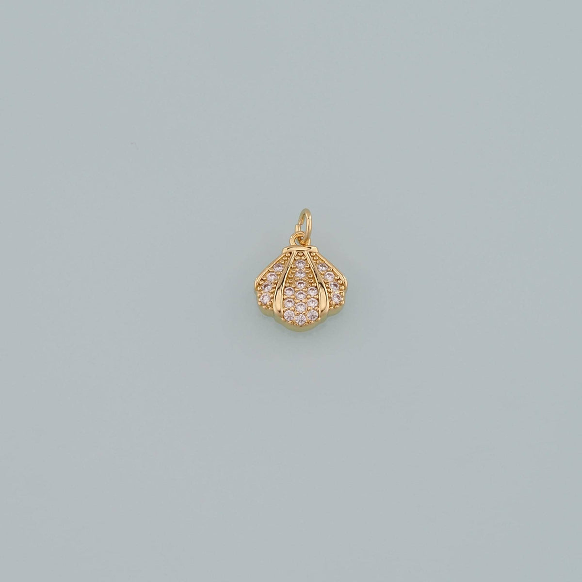 Gold Shell Charms,18K Gold Filled Scallop Pendant,CZ Micro Pave Conch Shell Charm Bracelet Necklace for DIY Jewelry Making Su