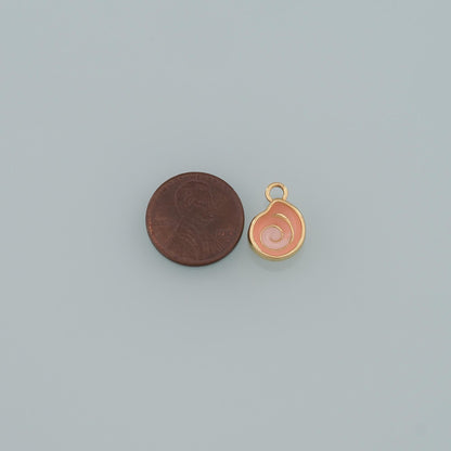 Gold Shell Charms,18K Gold Filled Conch Pendant,Enamel Conch Shell Charm Bracelet Necklace for DIY Jewelry Making Supply