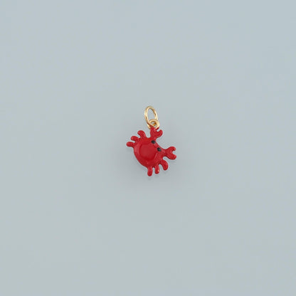 Gold Marine Life Charms,18K Gold Filled Crab Pendant,Enamel Crab Charms Bracelet Necklace for DIY Jewelry Making Supply