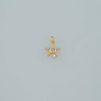 Gold Starfish Charms,18K Gold Filled Sea Star Pendant,CZ Micro Pave Starfish Charm Bracelet Necklace for DIY Jewelry Making S
