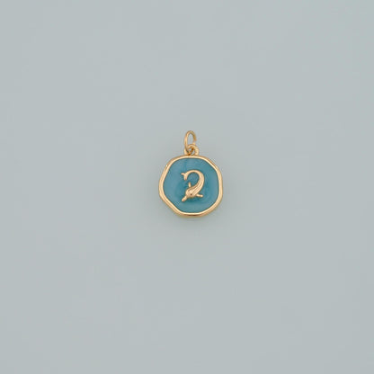 Cute Dolphin Charms,18K Gold Filled Enamel Dolphin Pendant,Dolphin Charm Bracelet Necklace for DIY Jewelry Making Supply