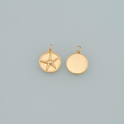 Gold Starfish Charms,18K Gold Filled Sea Star Pendant,Starfish Charm Bracelet Necklace for DIY Jewelry Making Supply