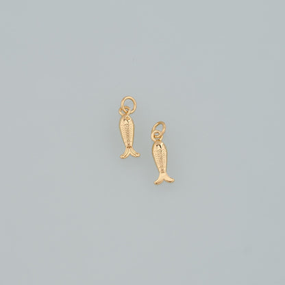 Gold Fish Charms,18K Gold Filled Fish Pendant,Ocean Charm Bracelet Necklace for DIY Jewelry Making Supply