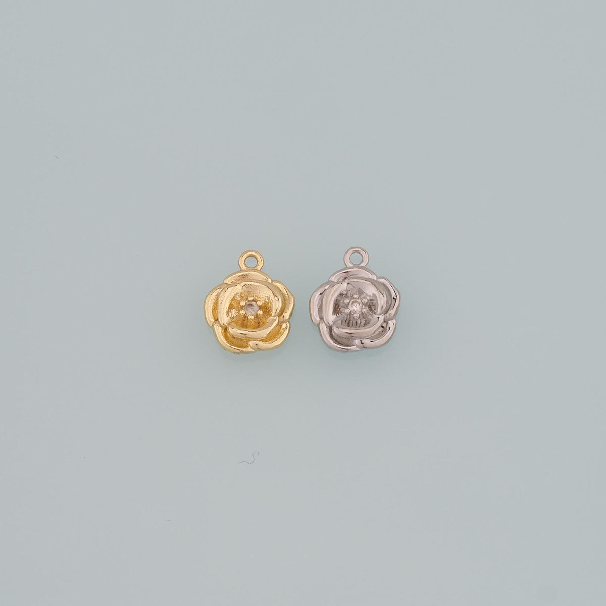 18K Gold Filled Flower CZ Charm Pendant for Jewelry Making