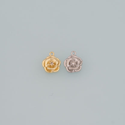 18K Gold Filled Flower CZ Charm Pendant for Jewelry Making