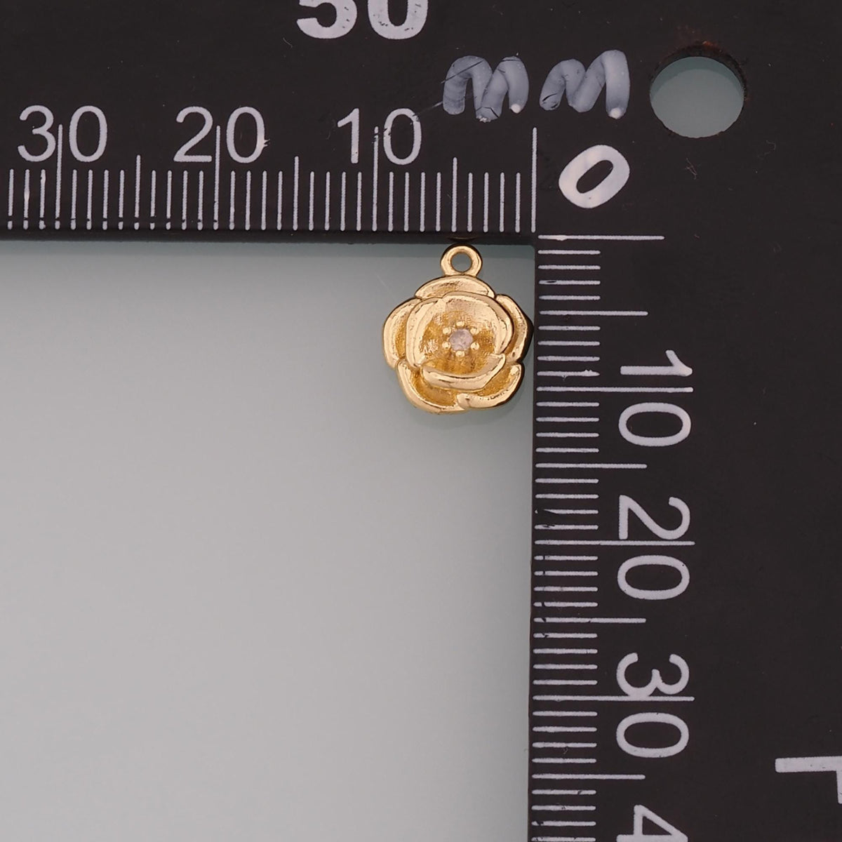 18K Gold Filled Flower CZ Charm Pendant for Jewelry Making