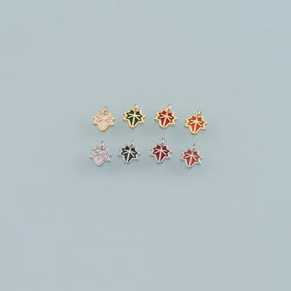 Gold Maple Leaf Charms,18K Gold Filled Maple Leaf Pendant,Enamel Leaf Charm Bracelet Necklace for DIY Jewelry Making Supply