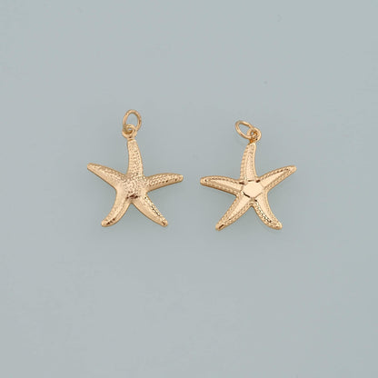 Gold Starfish Charms,18K Gold Filled Sea Star Pendant,Starfish Charm Bracelet Necklace for DIY Jewelry Making Supply