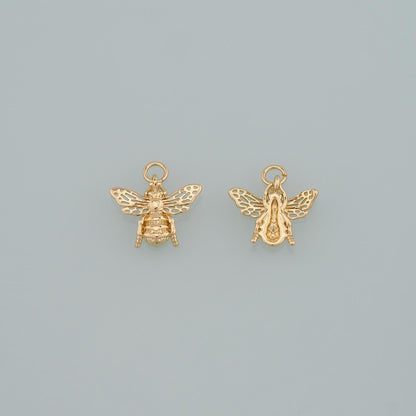 Gold Insect Charms,18K Gold Filled Bee Pendant,Dainty Bee Charm Bracelet Necklace for DIY Jewelry Making Supply