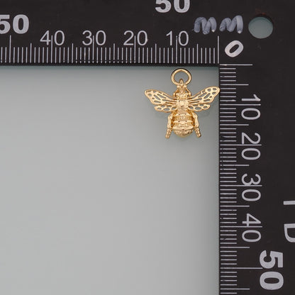 Gold Insect Charms,18K Gold Filled Bee Pendant,Dainty Bee Charm Bracelet Necklace for DIY Jewelry Making Supply